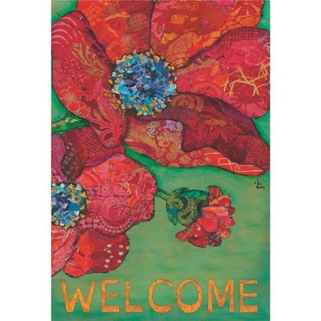 MAGNOLIA GARDEN FLAGS Magnolia Garden Flags M070022 30 x 44 in. Welcome Red Poppy Polyester Garden Flag; Large M070022